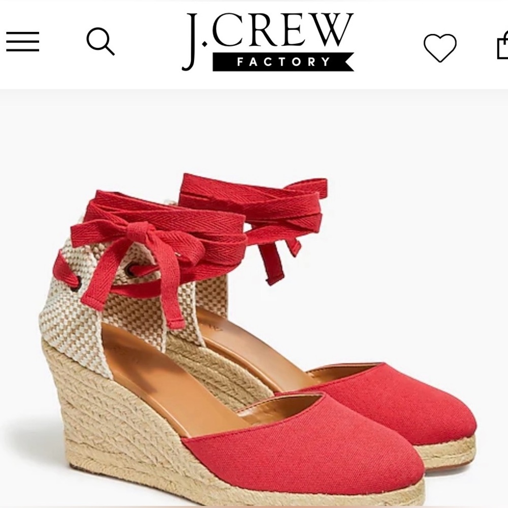 NWT, J. Crew Factory Canvas Ankle Wrap Espadrille Wedges, New in Box!